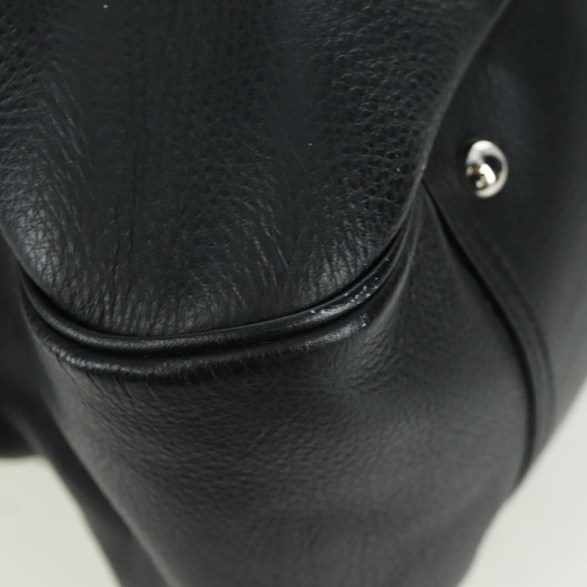SAINT LAURENT Hand Bag Leather Black Silver Auth YKZ145A