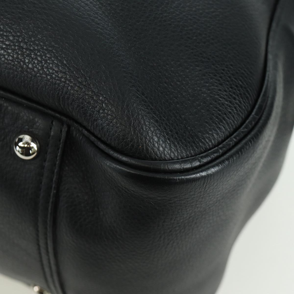 SAINT LAURENT Hand Bag Leather Black Silver Auth YKZ145A