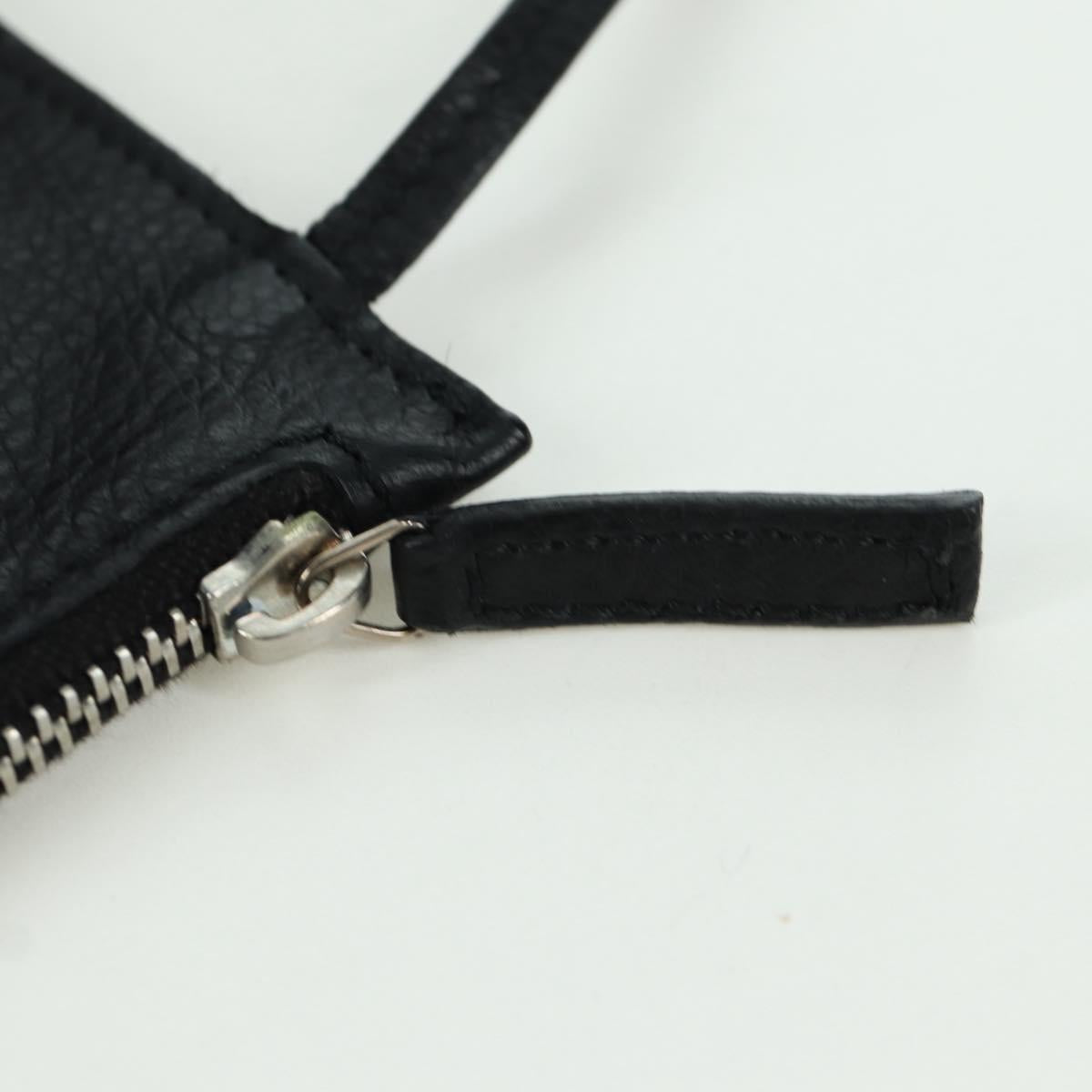 SAINT LAURENT Hand Bag Leather Black Silver Auth YKZ145A