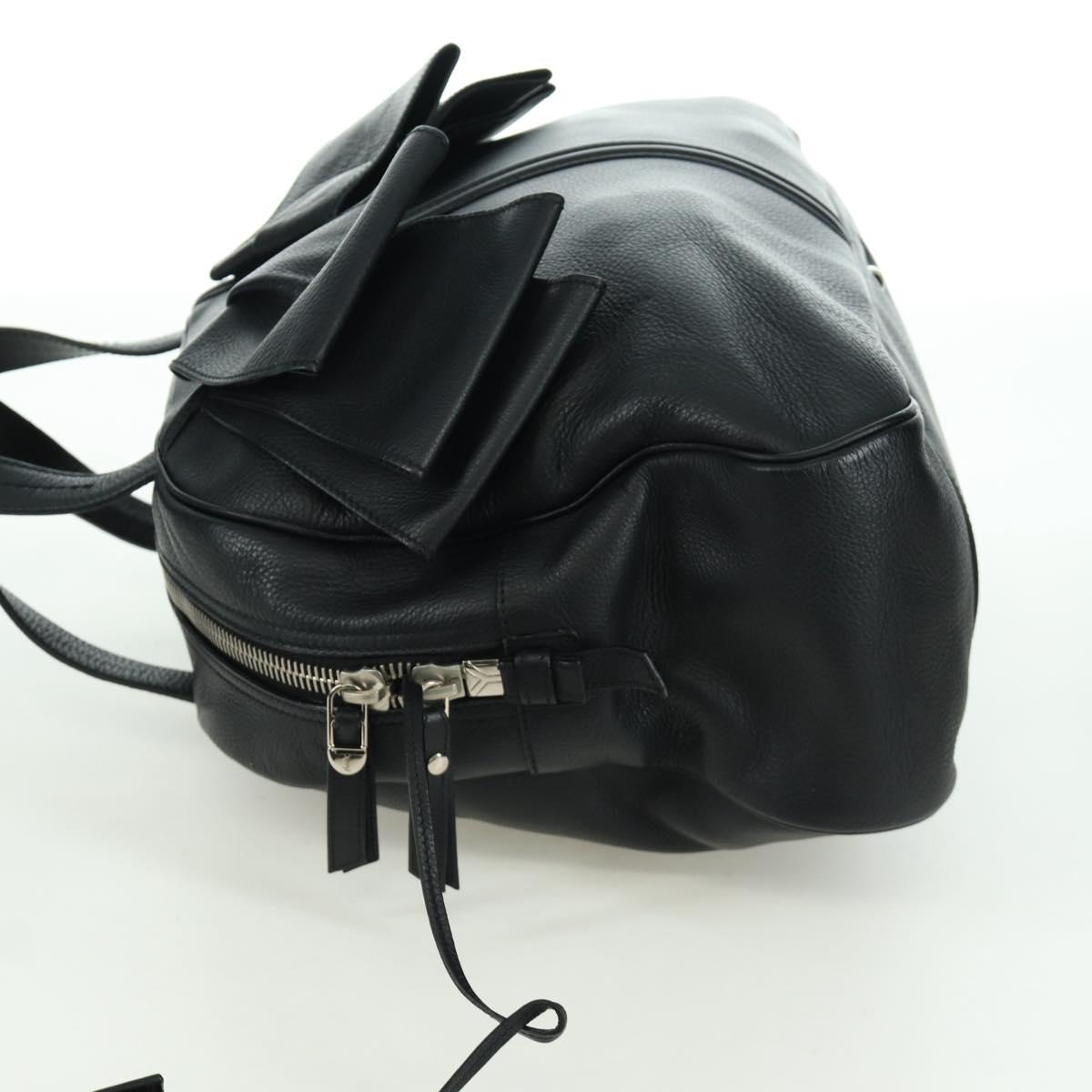 SAINT LAURENT Hand Bag Leather Black Silver Auth YKZ145A