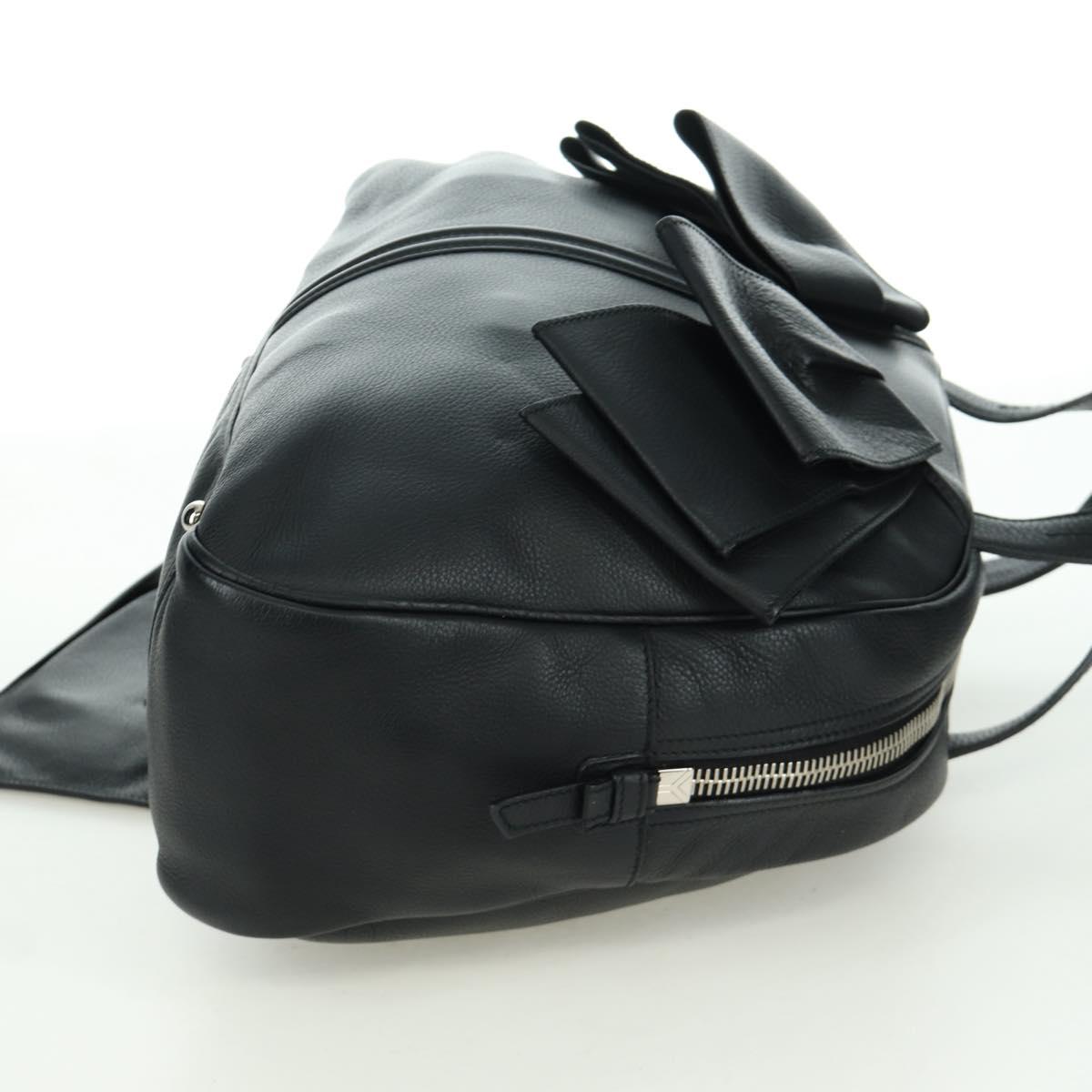 SAINT LAURENT Hand Bag Leather Black Silver Auth YKZ145A