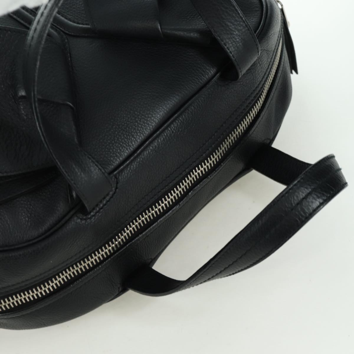 SAINT LAURENT Hand Bag Leather Black Silver Auth YKZ145A