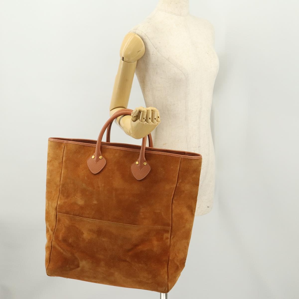 GUCCI Tote Bag Suede Brown Gold 002 58 0233 Auth YKZ146