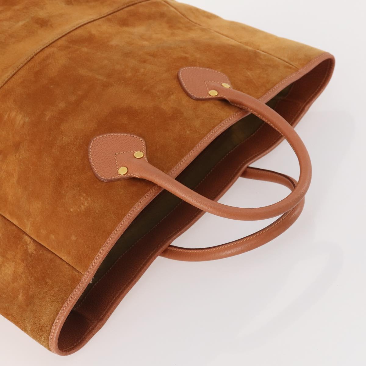 GUCCI Tote Bag Suede Brown Gold 002 58 0233 Auth YKZ146