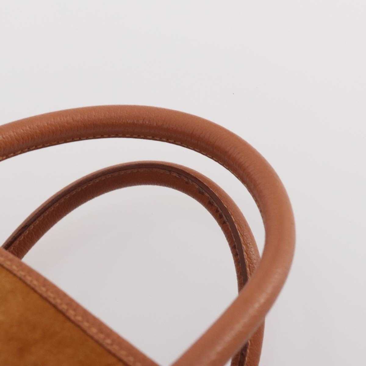 GUCCI Tote Bag Suede Brown Gold 002 58 0233 Auth YKZ146