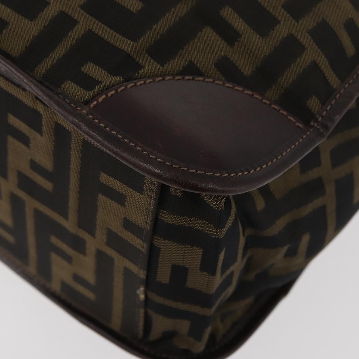 FENDI Zucca Canvas Hand Bag Brown Black Auth YKZ1462