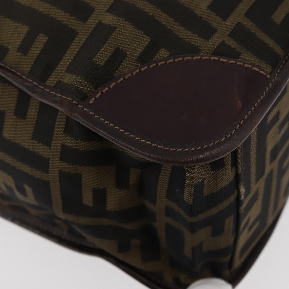 FENDI Zucca Canvas Hand Bag Brown Black Auth YKZ1462