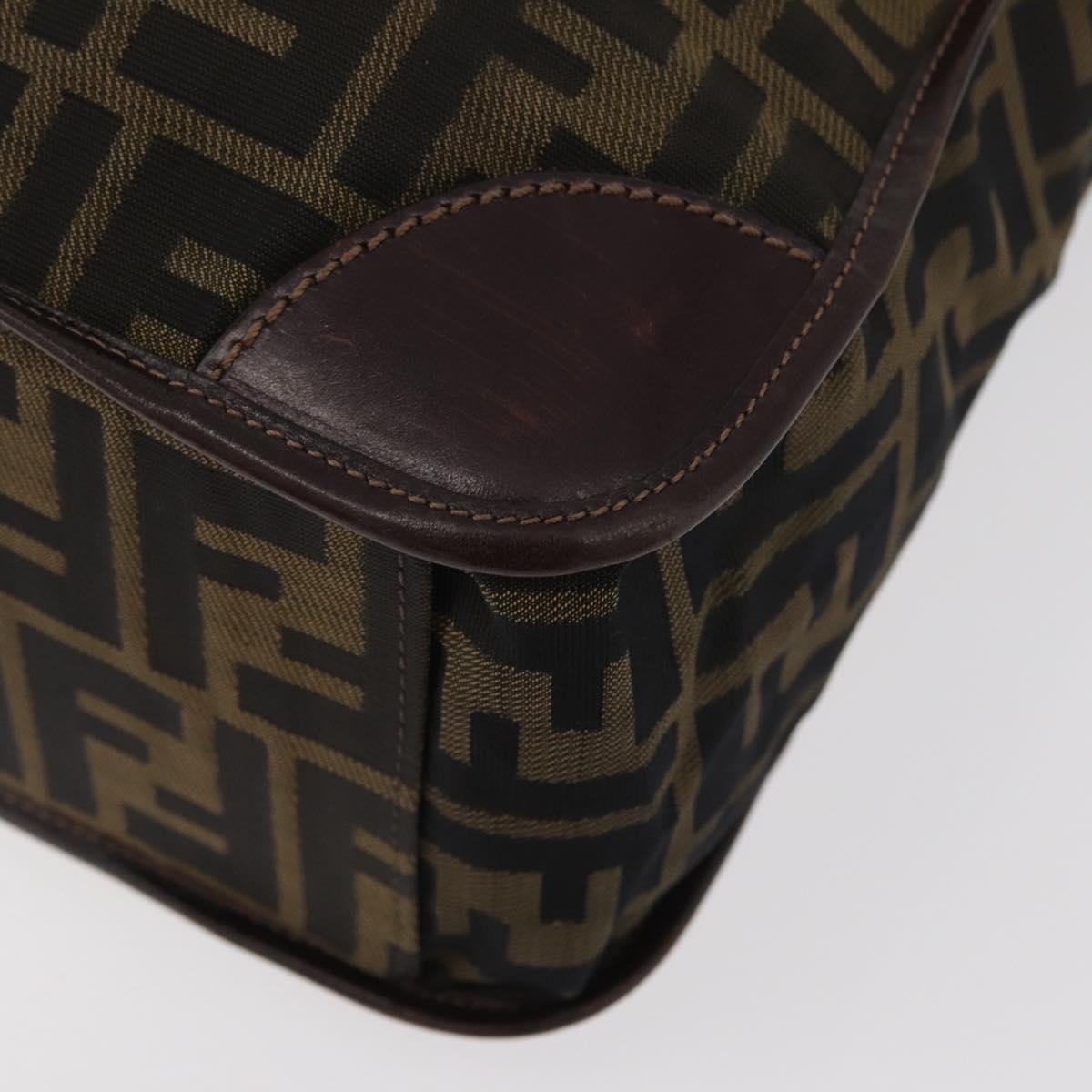 FENDI Zucca Canvas Hand Bag Brown Black Auth YKZ1462
