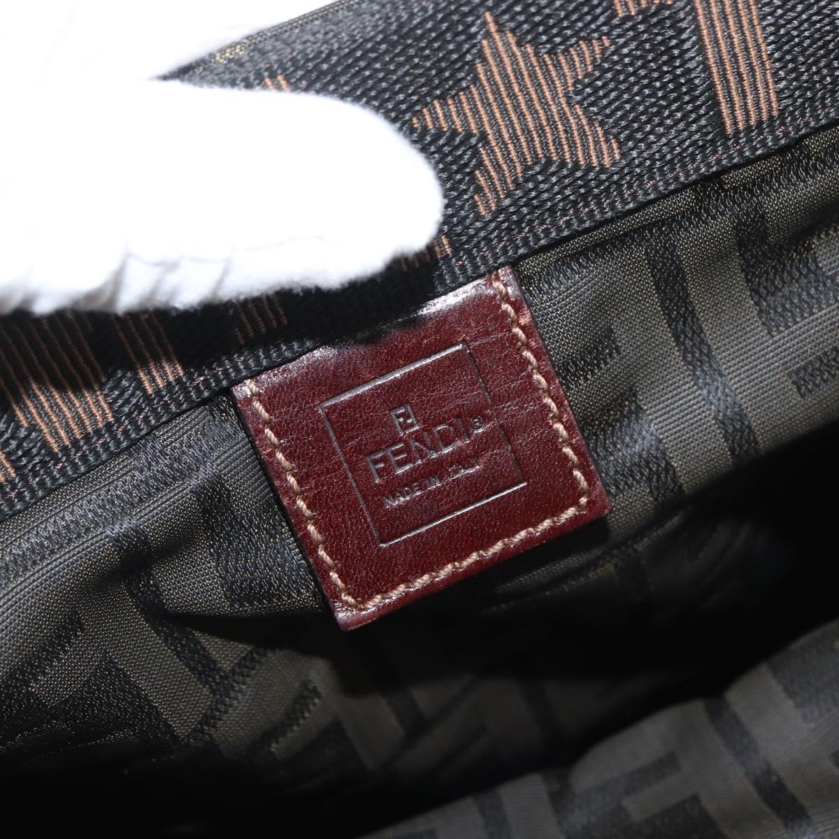 FENDI Zucca Canvas Hand Bag Brown Black Auth YKZ1462