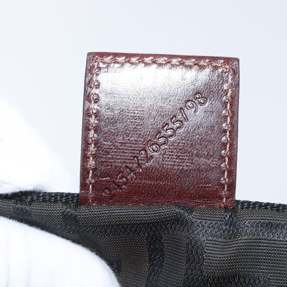 FENDI Zucca Canvas Hand Bag Brown Black Auth YKZ1462