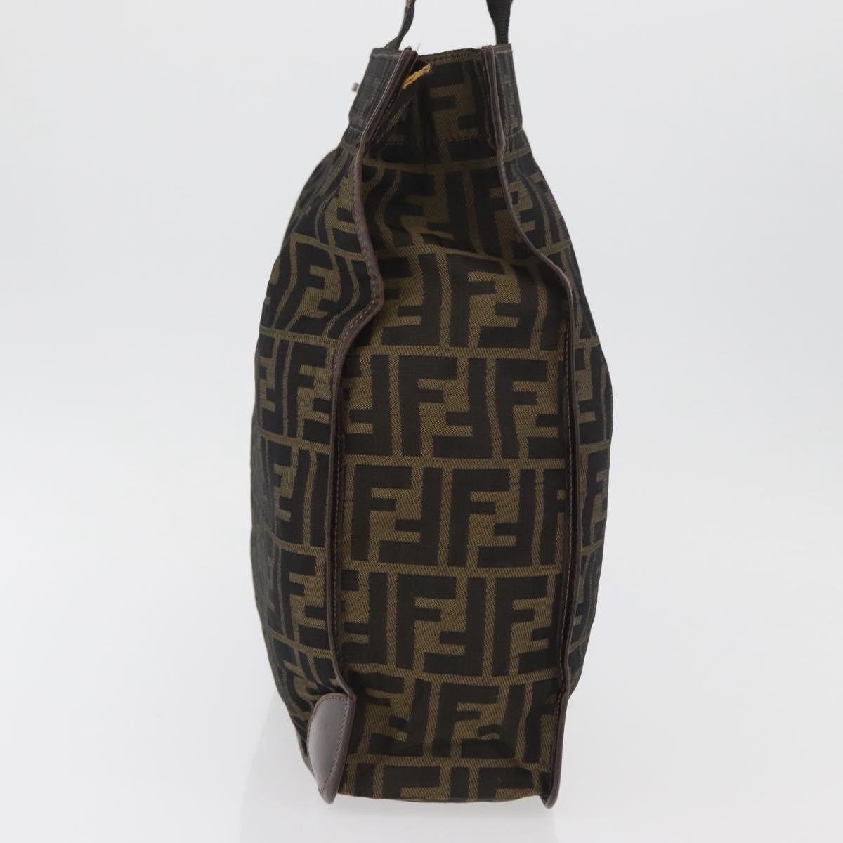 FENDI Zucca Canvas Hand Bag Brown Black Auth YKZ1462