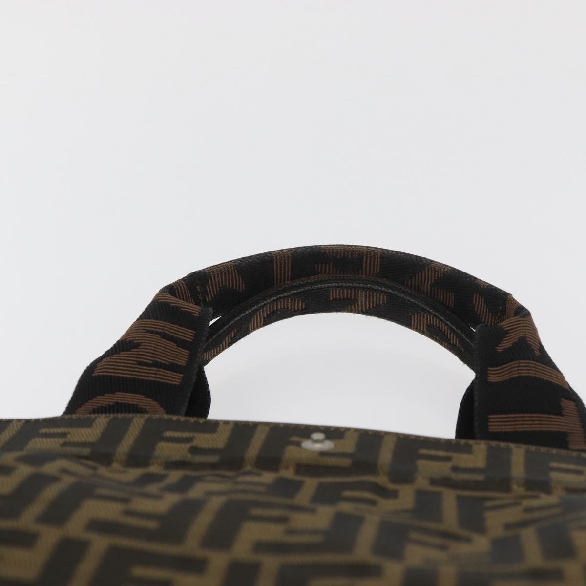 FENDI Zucca Canvas Hand Bag Brown Black Auth YKZ1462