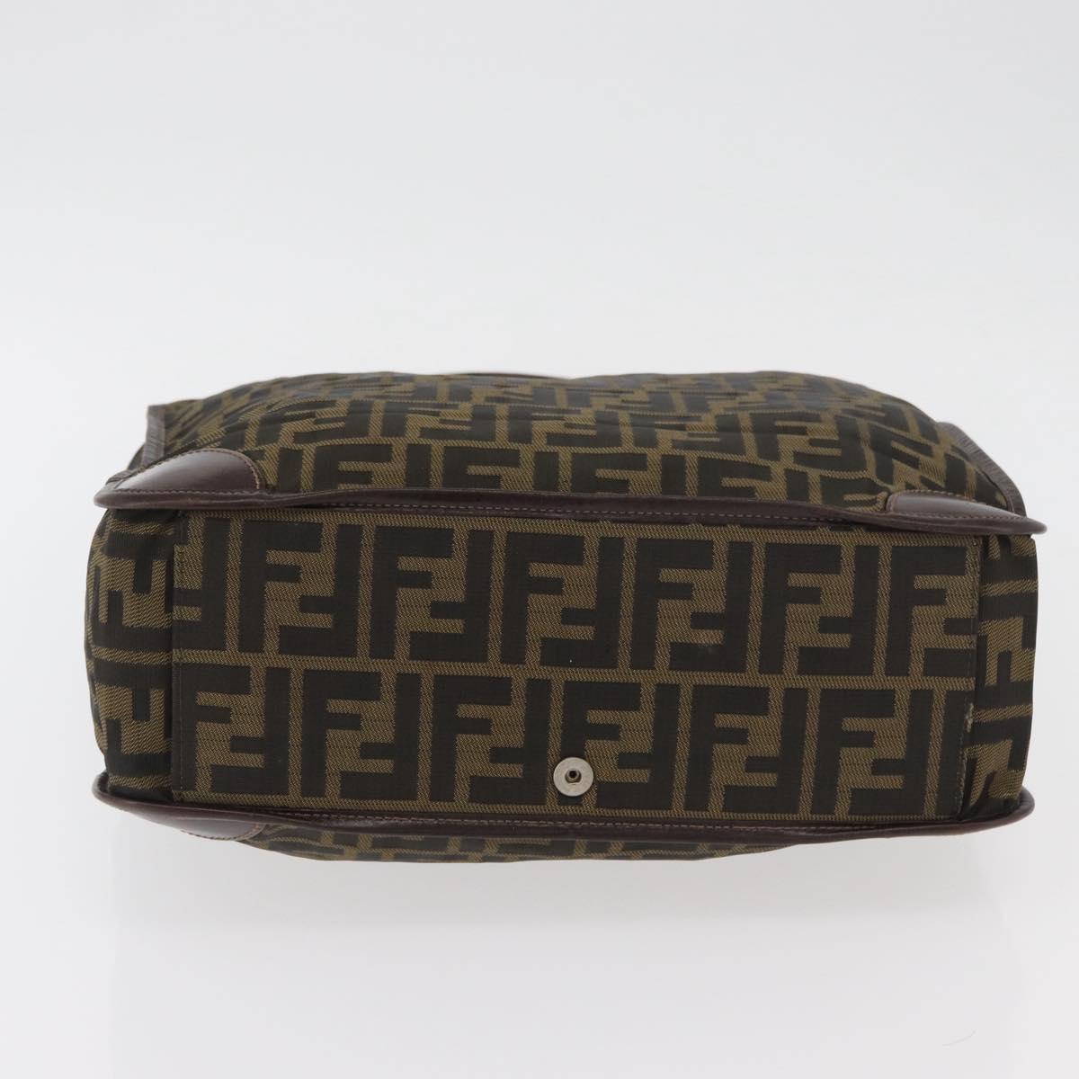 FENDI Zucca Canvas Hand Bag Brown Black Auth YKZ1462