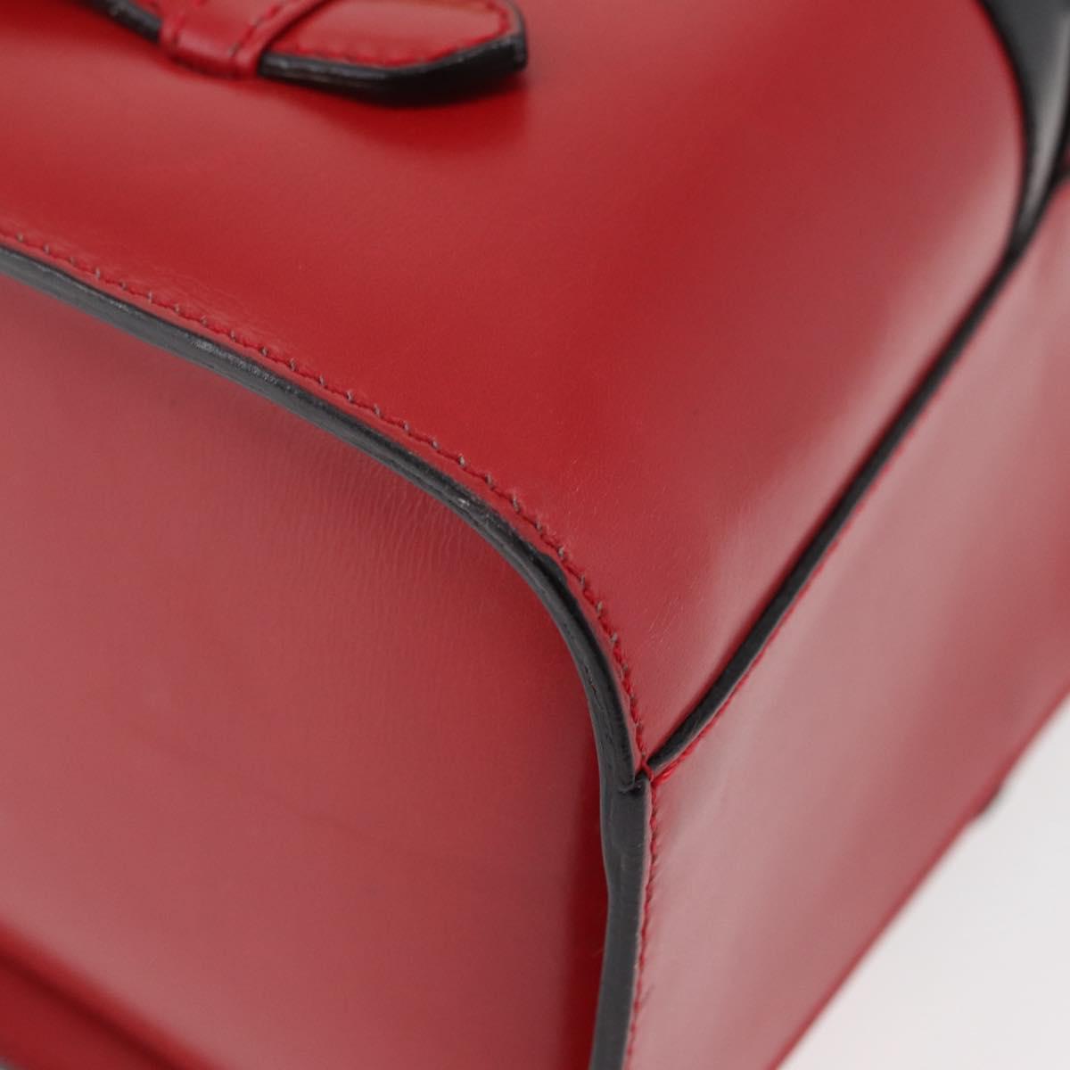 CELINE Hand Bag Leather Red Gold Auth YKZ1471A