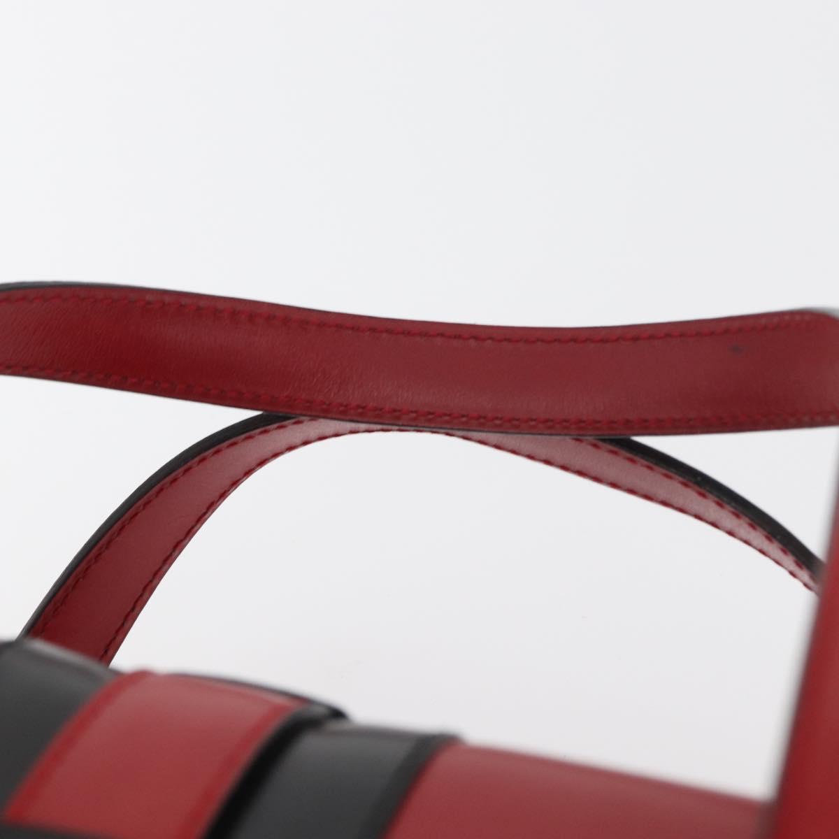 CELINE Hand Bag Leather Red Gold Auth YKZ1471A