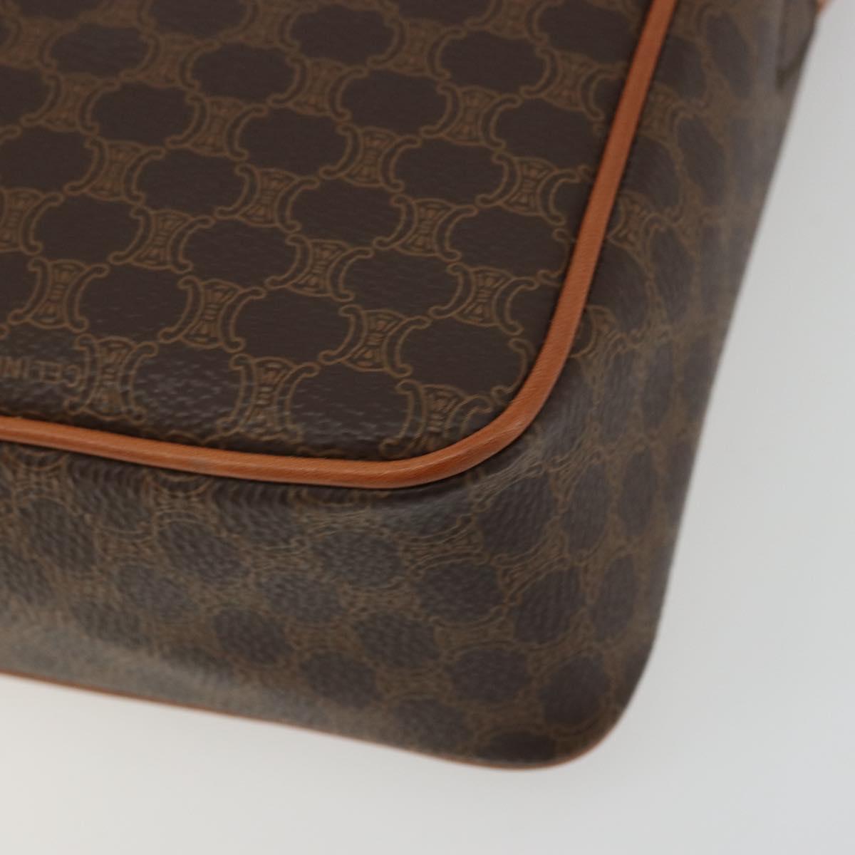 CELINE Macadam Canvas Shoulder Bag PVC Leather Brown Gold Auth YKZ1478A