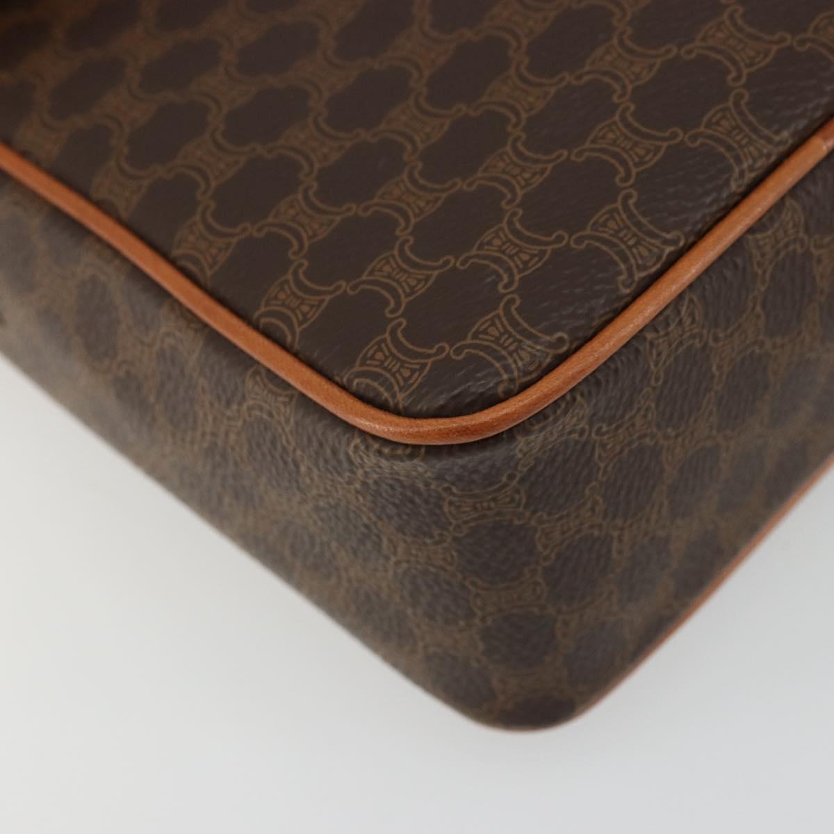 CELINE Macadam Canvas Shoulder Bag PVC Leather Brown Gold Auth YKZ1478A