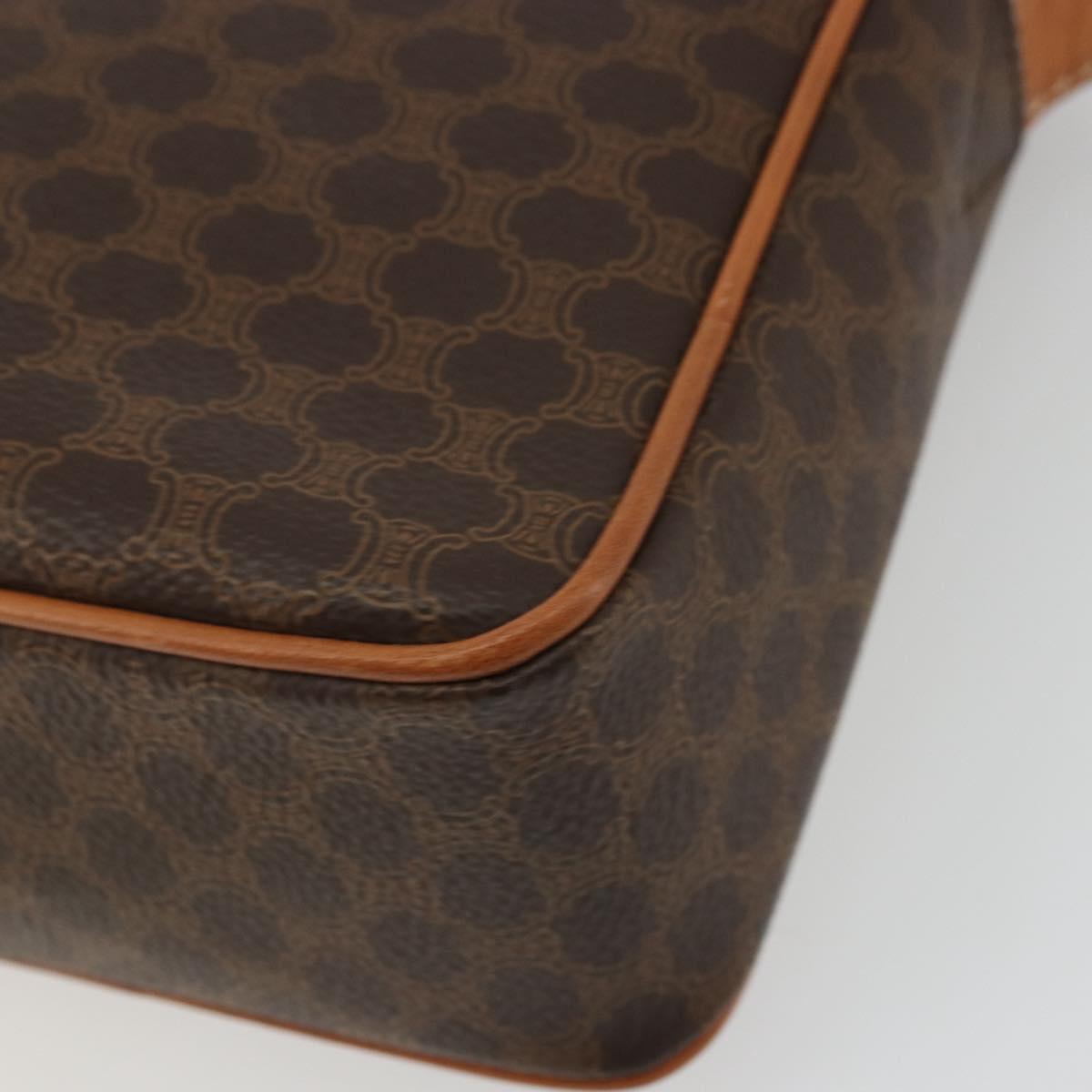CELINE Macadam Canvas Shoulder Bag PVC Leather Brown Gold Auth YKZ1478A