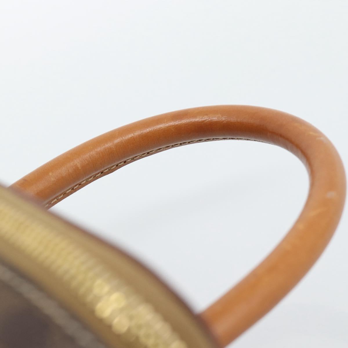CELINE Macadam Canvas Vanity Hand Bag PVC Leather Brown Gold Auth YKZ1479A