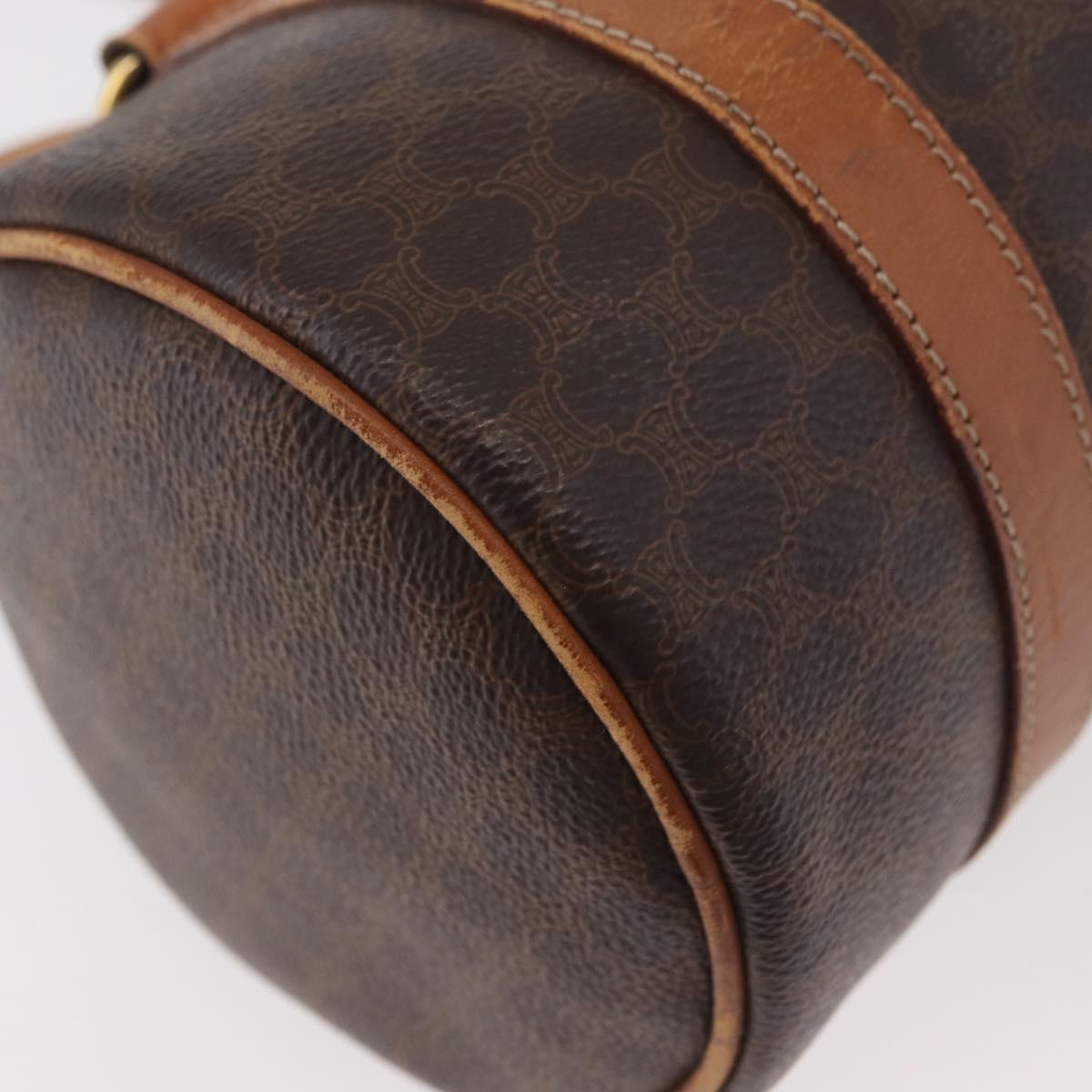 CELINE Macadam Canvas Shoulder Bag PVC Leather Brown Gold Auth YKZ1480