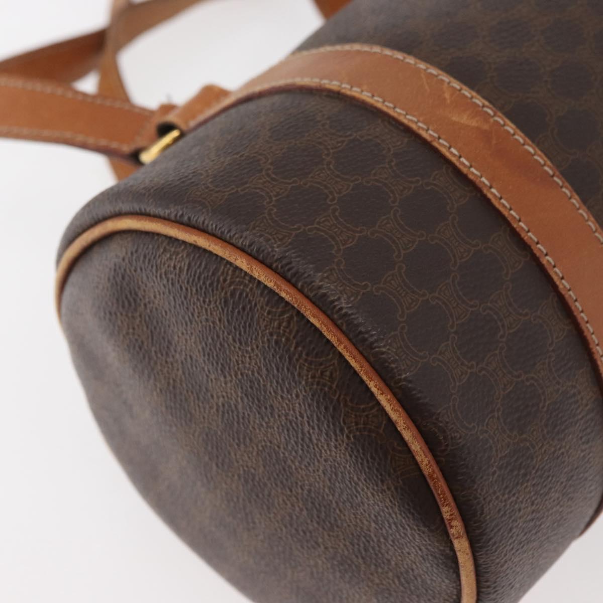 CELINE Macadam Canvas Shoulder Bag PVC Leather Brown Gold Auth YKZ1480
