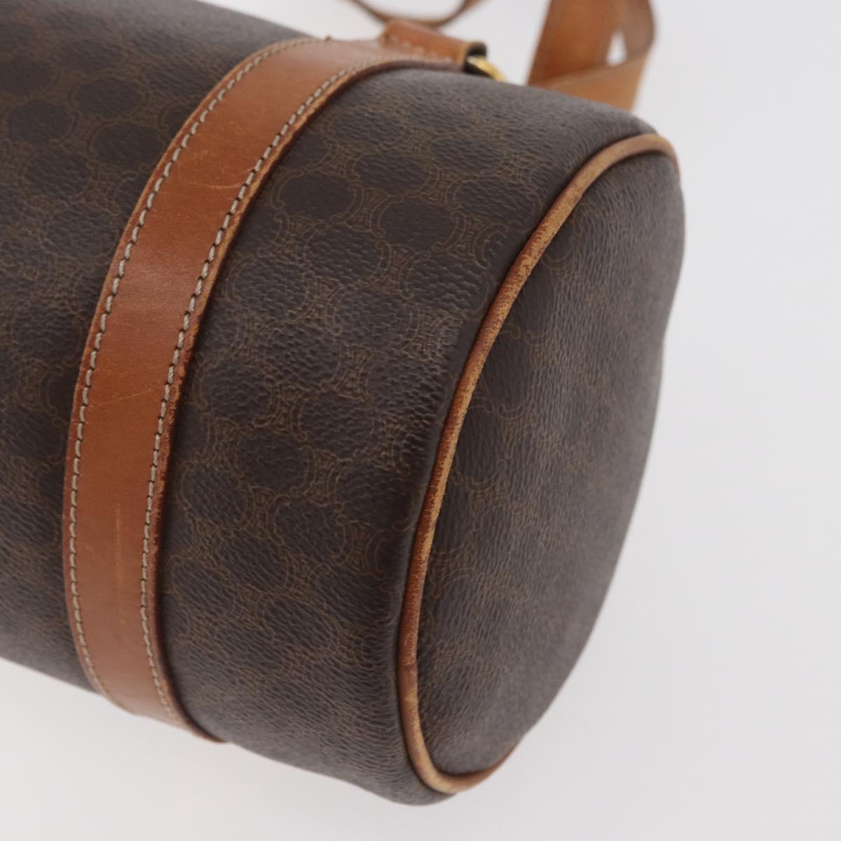 CELINE Macadam Canvas Shoulder Bag PVC Leather Brown Gold Auth YKZ1480