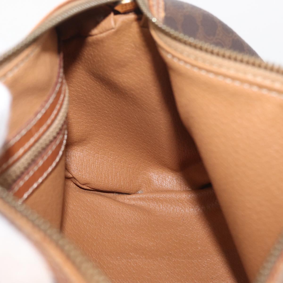 CELINE Macadam Canvas Shoulder Bag PVC Leather Brown Gold Auth YKZ1480