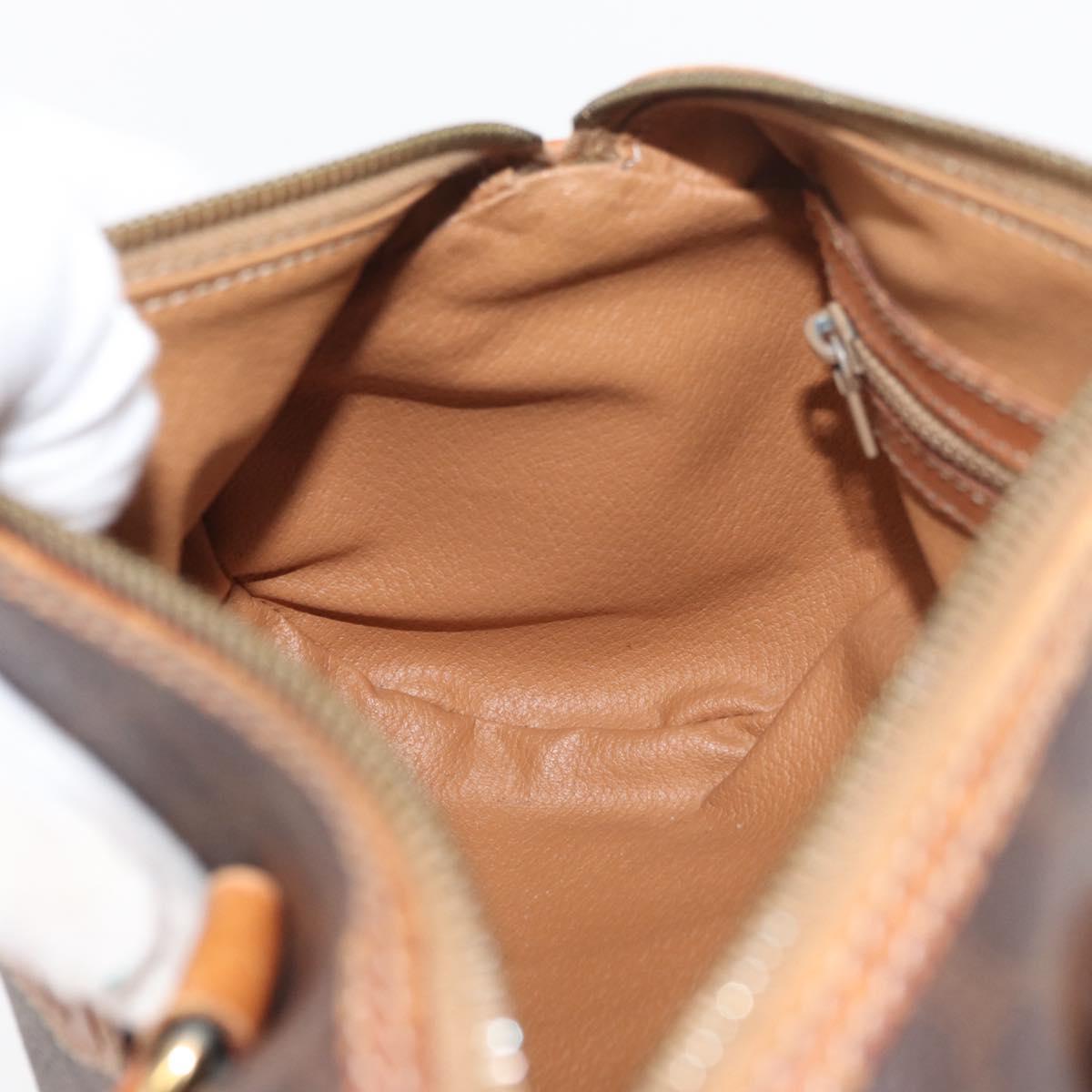 CELINE Macadam Canvas Shoulder Bag PVC Leather Brown Gold Auth YKZ1480