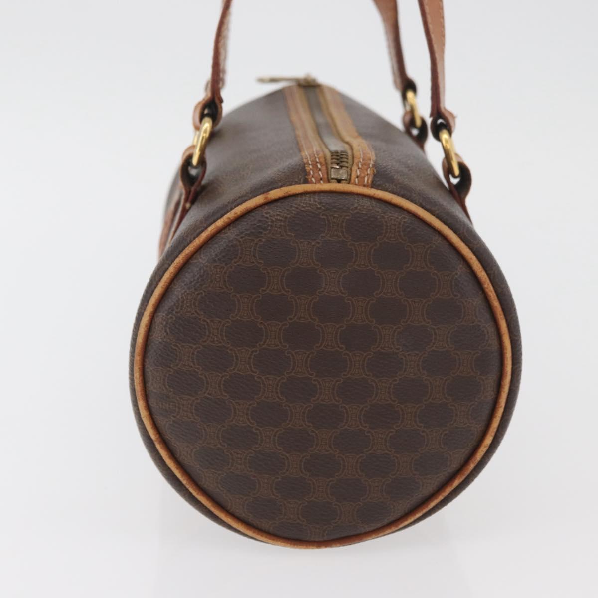 CELINE Macadam Canvas Shoulder Bag PVC Leather Brown Gold Auth YKZ1480