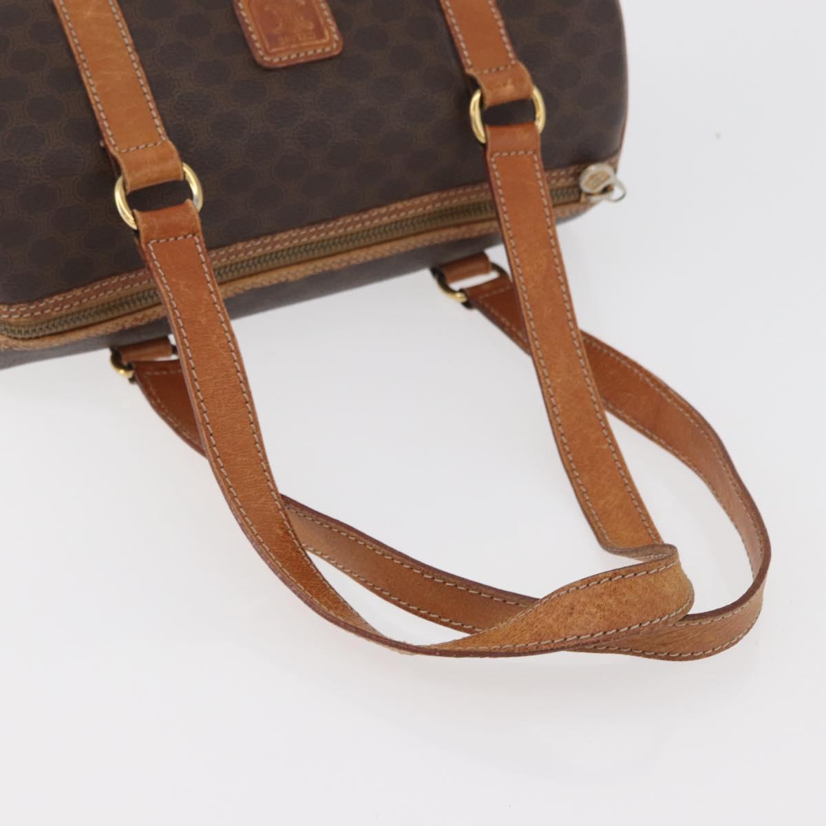 CELINE Macadam Canvas Shoulder Bag PVC Leather Brown Gold Auth YKZ1480