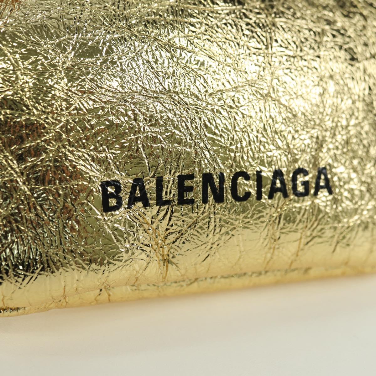 BALENCIAGA Cloud Coin Shoulder Bag Leather Gold 618915 Auth YKZ1511A