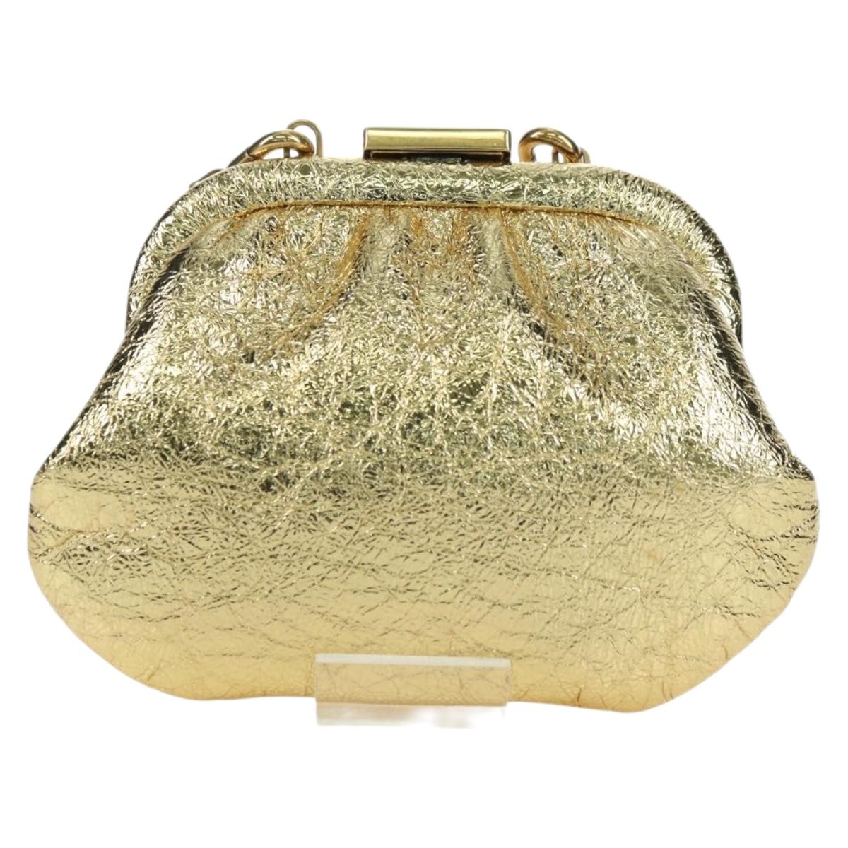 BALENCIAGA Cloud Coin Shoulder Bag Leather Gold 618915 Auth YKZ1511A