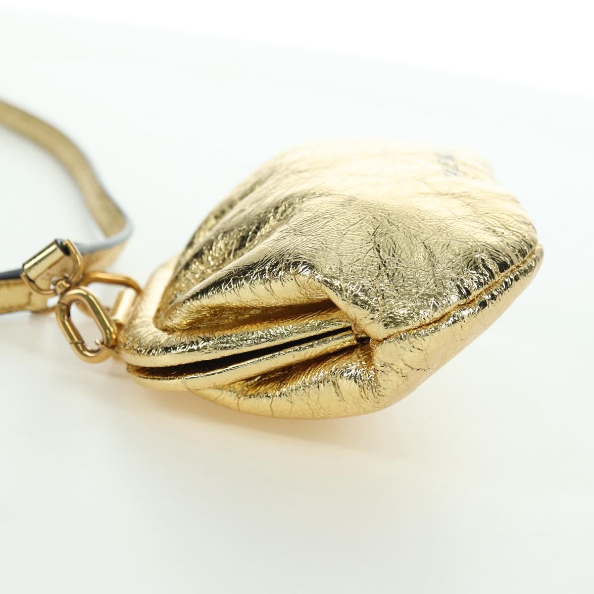 BALENCIAGA Cloud Coin Shoulder Bag Leather Gold 618915 Auth YKZ1511A