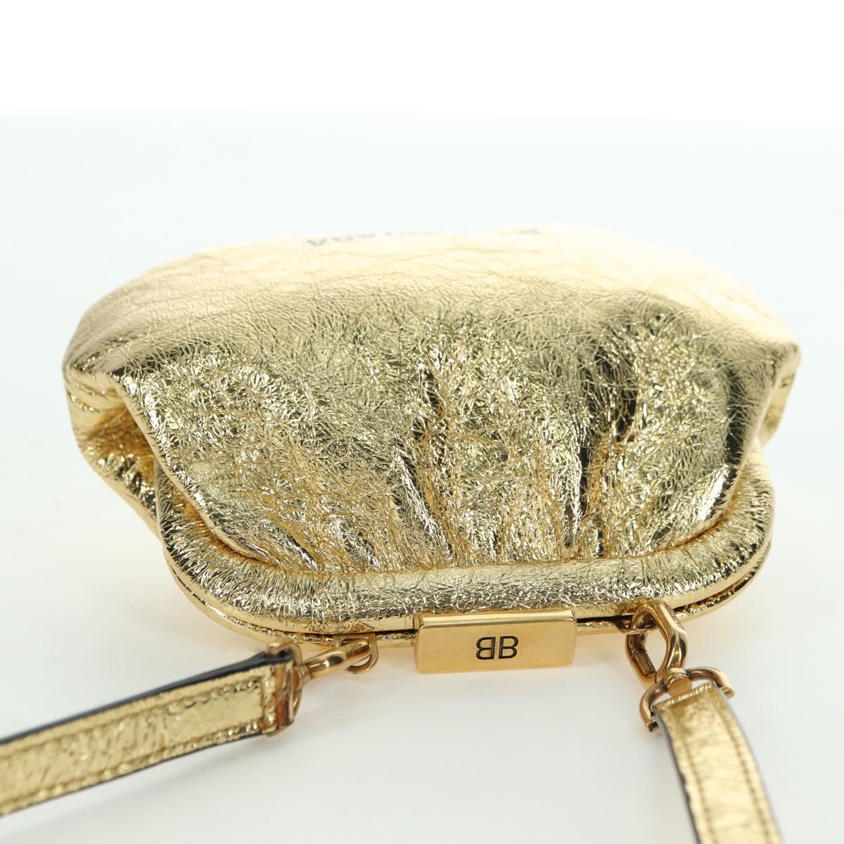 BALENCIAGA Cloud Coin Shoulder Bag Leather Gold 618915 Auth YKZ1511A