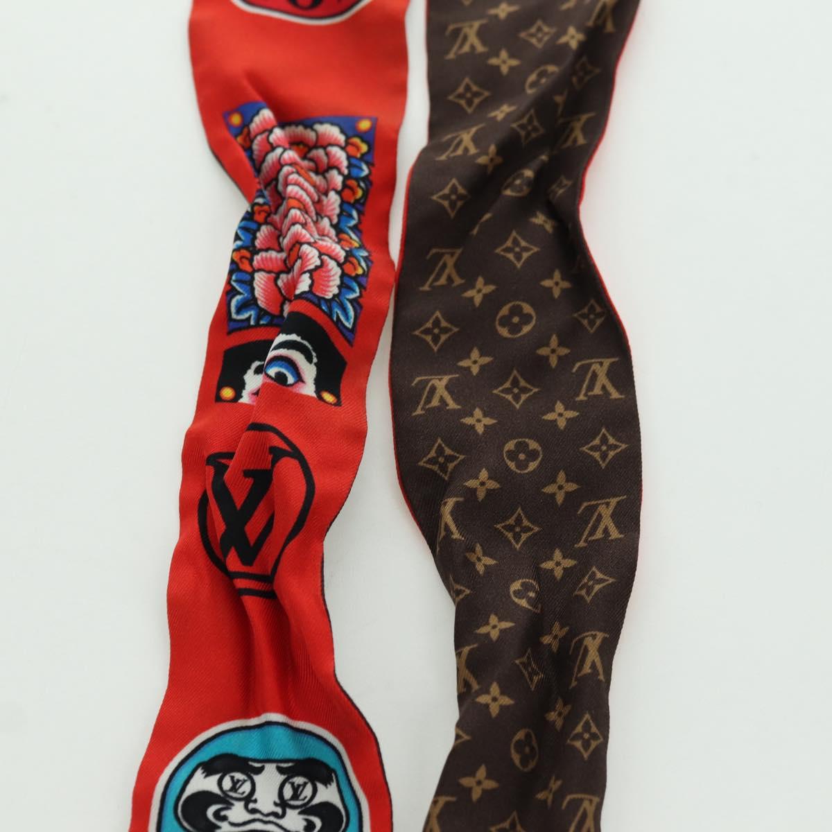 LOUIS VUITTON Yamamoto Hirosai Bando BB Scarf Silk Red MP1942 LV Auth YKZ1516