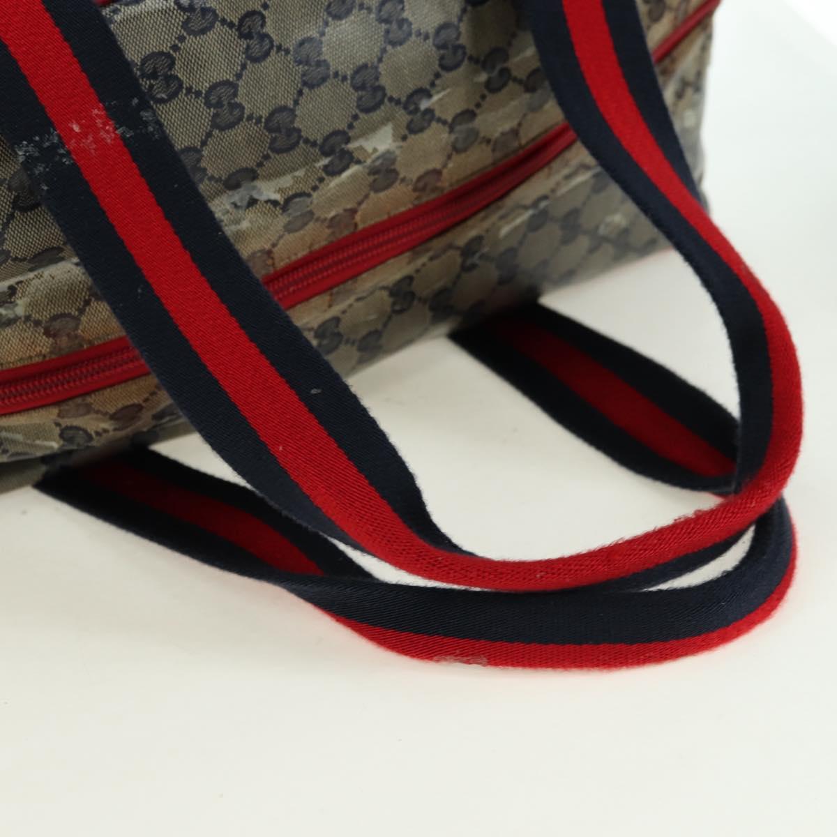 GUCCI GG Crystal Sherry Line Bag Coated Canvas Navy Gold 153240 Auth YKZ1520