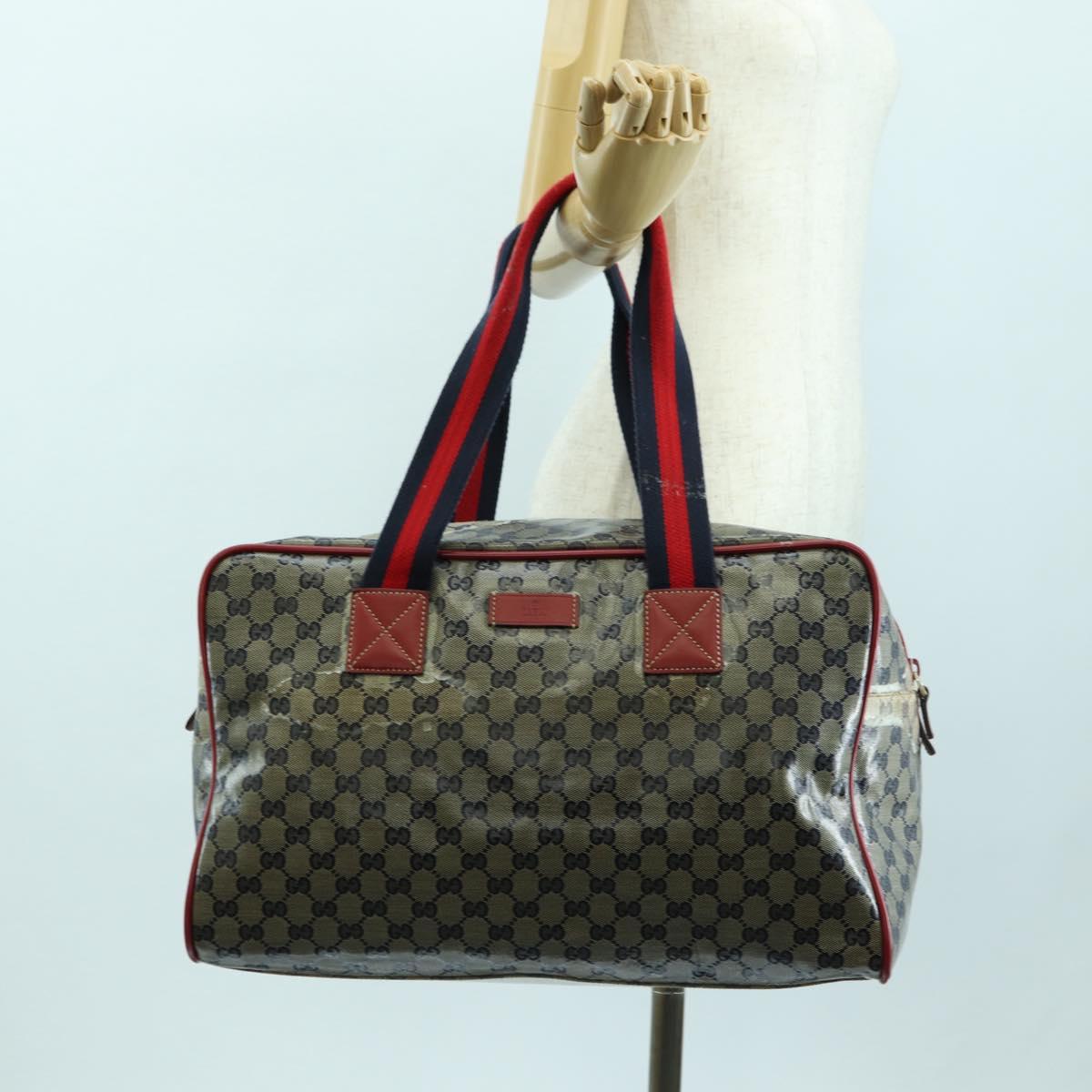 GUCCI GG Crystal Sherry Line Bag Coated Canvas Navy Gold 153240 Auth YKZ1520