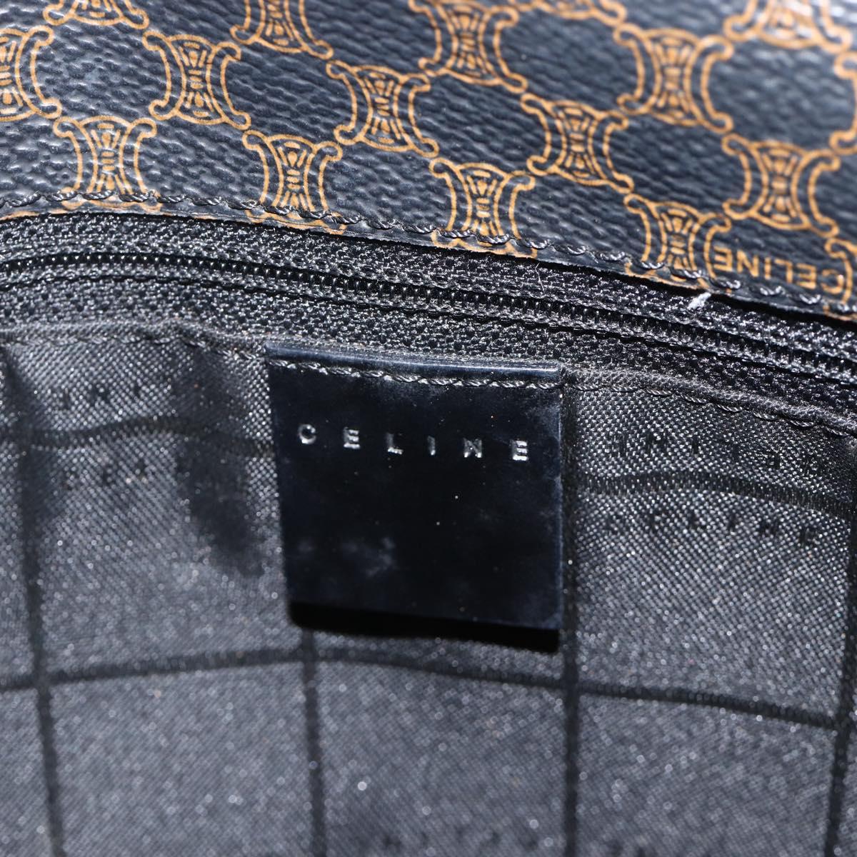 CELINE Macadam Canvas Shoulder Bag PVC Leather Black Gold Auth YKZ1522A