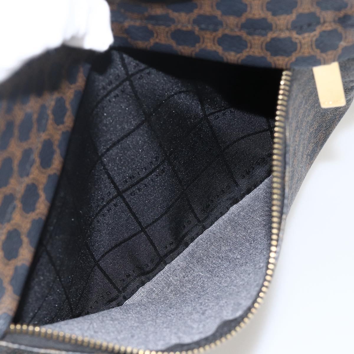 CELINE Macadam Canvas Shoulder Bag PVC Leather Black Gold Auth YKZ1522A