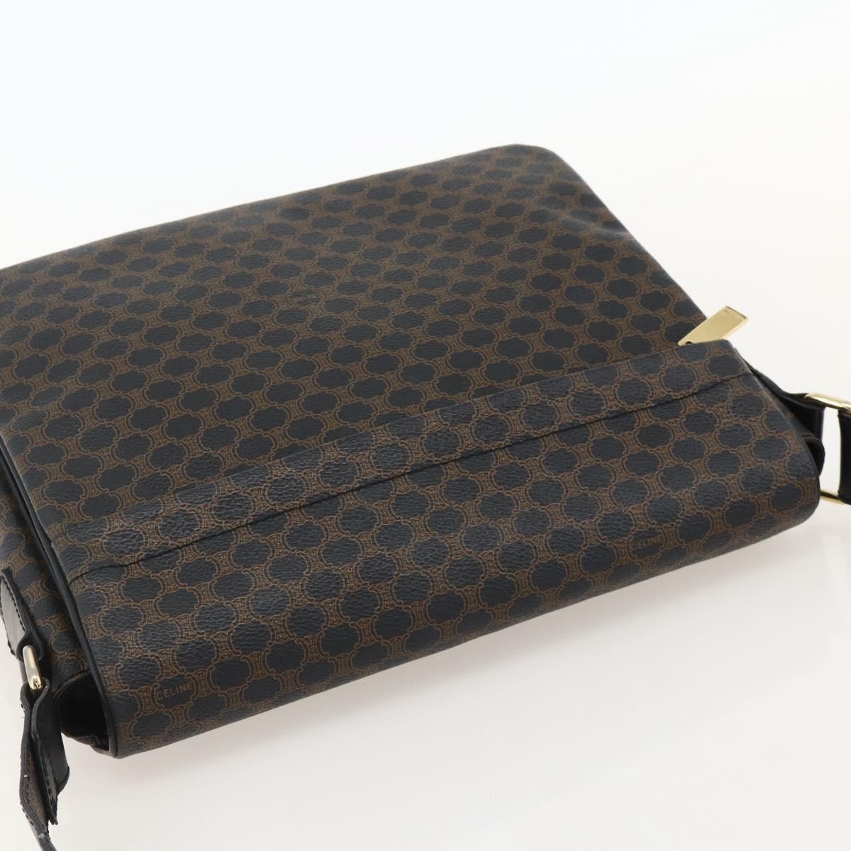CELINE Macadam Canvas Shoulder Bag PVC Leather Black Gold Auth YKZ1522A