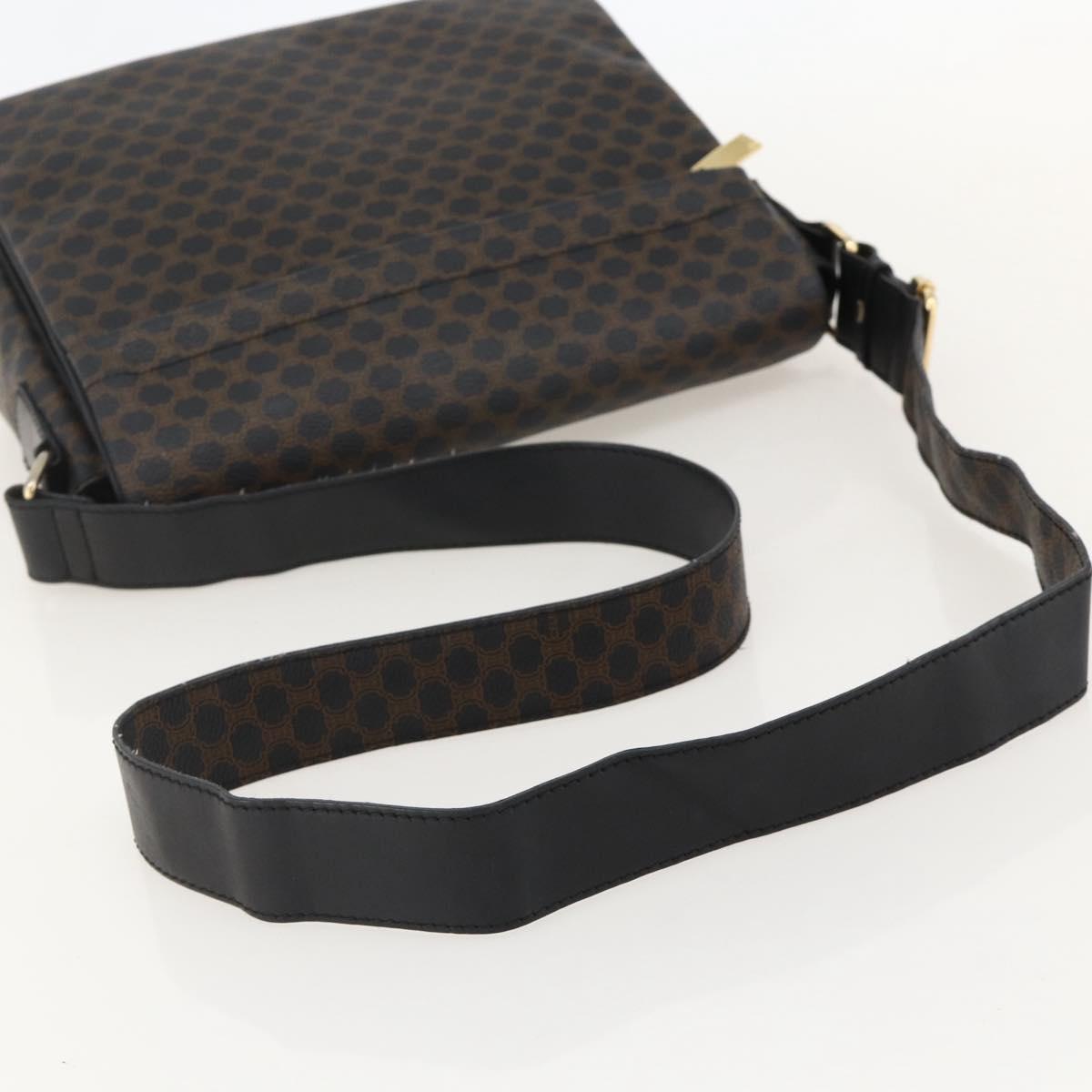 CELINE Macadam Canvas Shoulder Bag PVC Leather Black Gold Auth YKZ1522A