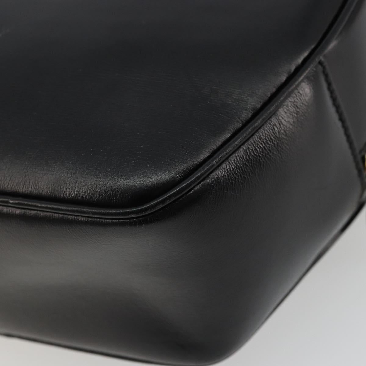 CELINE Circle Shoulder Bag Leather Black Gold Auth YKZ1524A