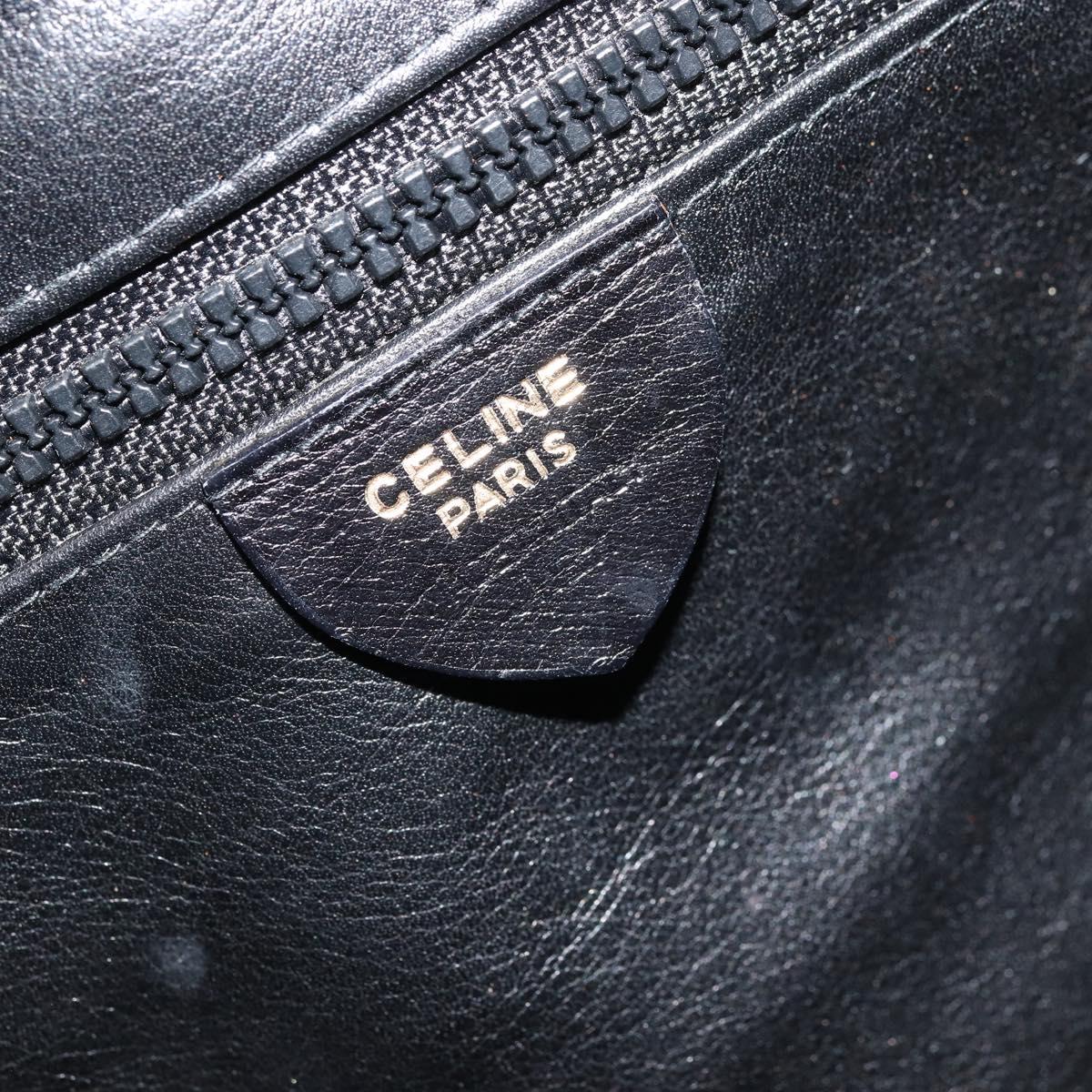 CELINE Circle Shoulder Bag Leather Black Gold Auth YKZ1524A
