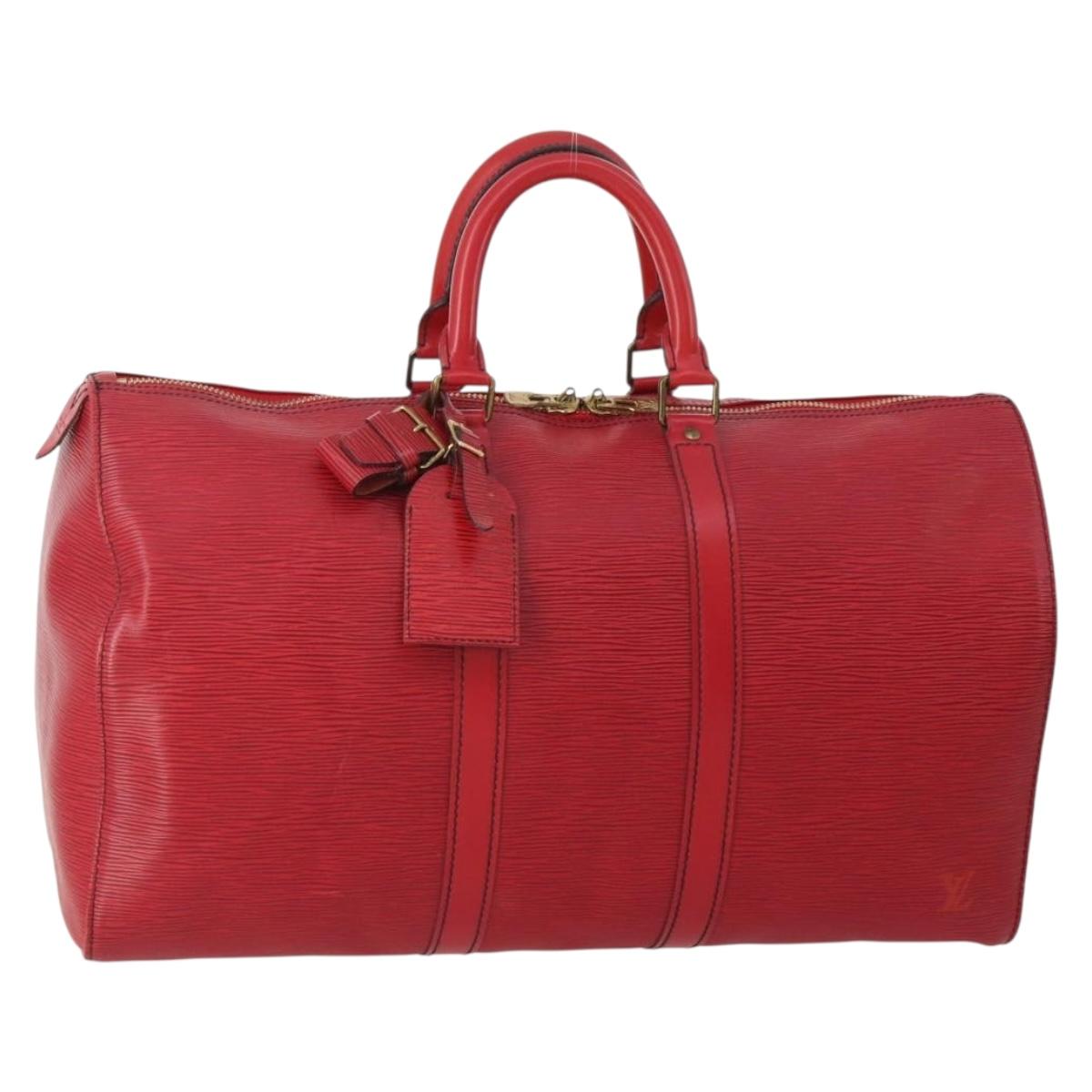 LOUIS VUITTON Epi Keepall 45 Boston Bag Red M42977 LV Auth YKZ1535A