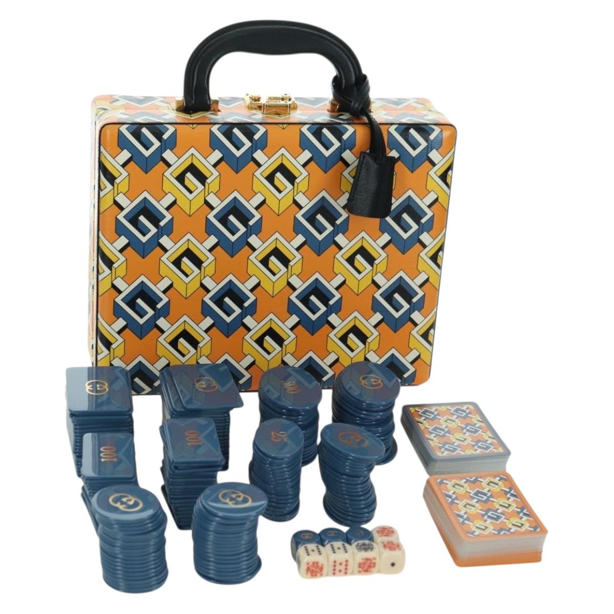 GUCCI Geometric G Poker Set Hand Bag Leather Yellow Gold 662474 Auth YKZ1541SAM
