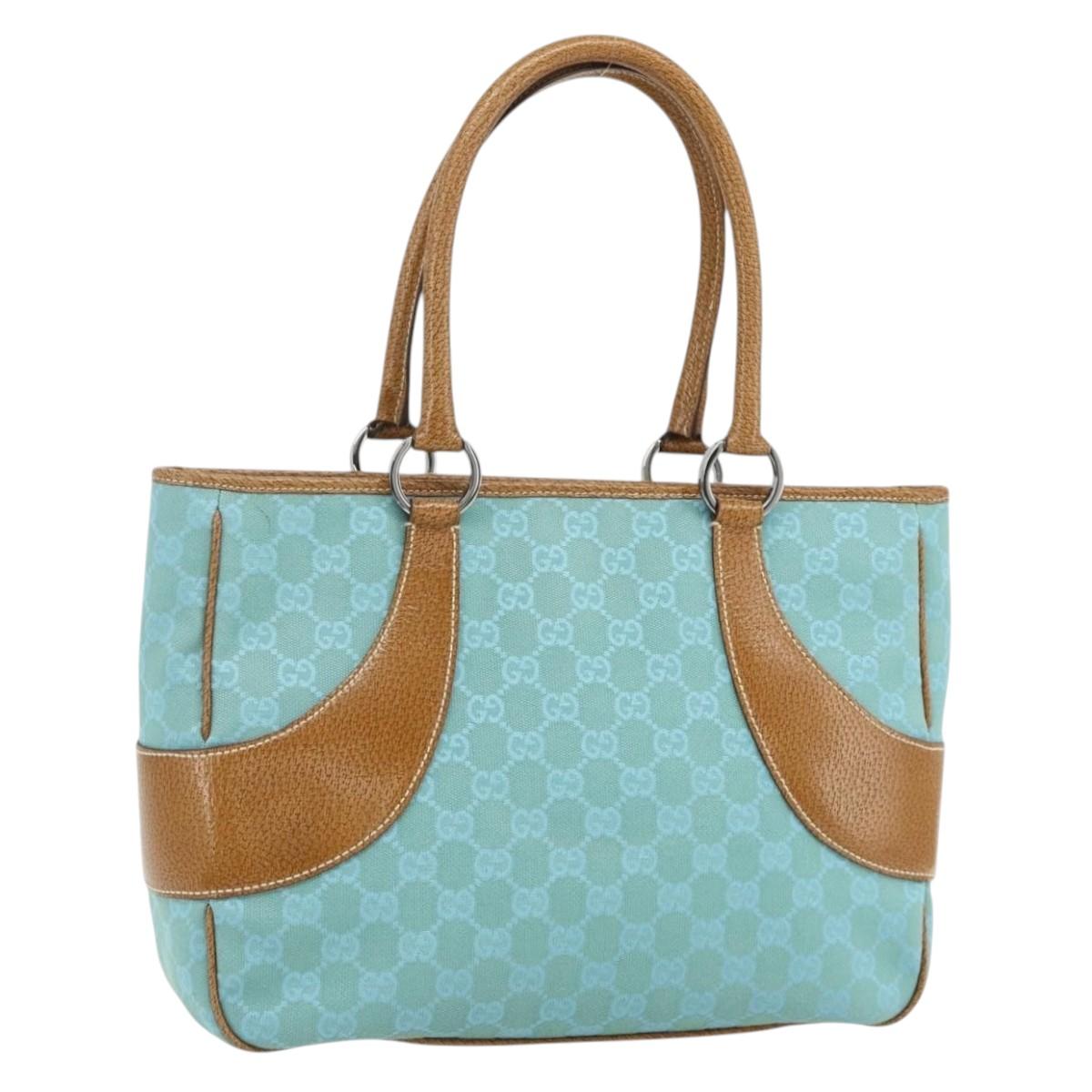 GUCCI GG Canvas Hand Bag Blue Silver 113011 Auth YKZ1546A