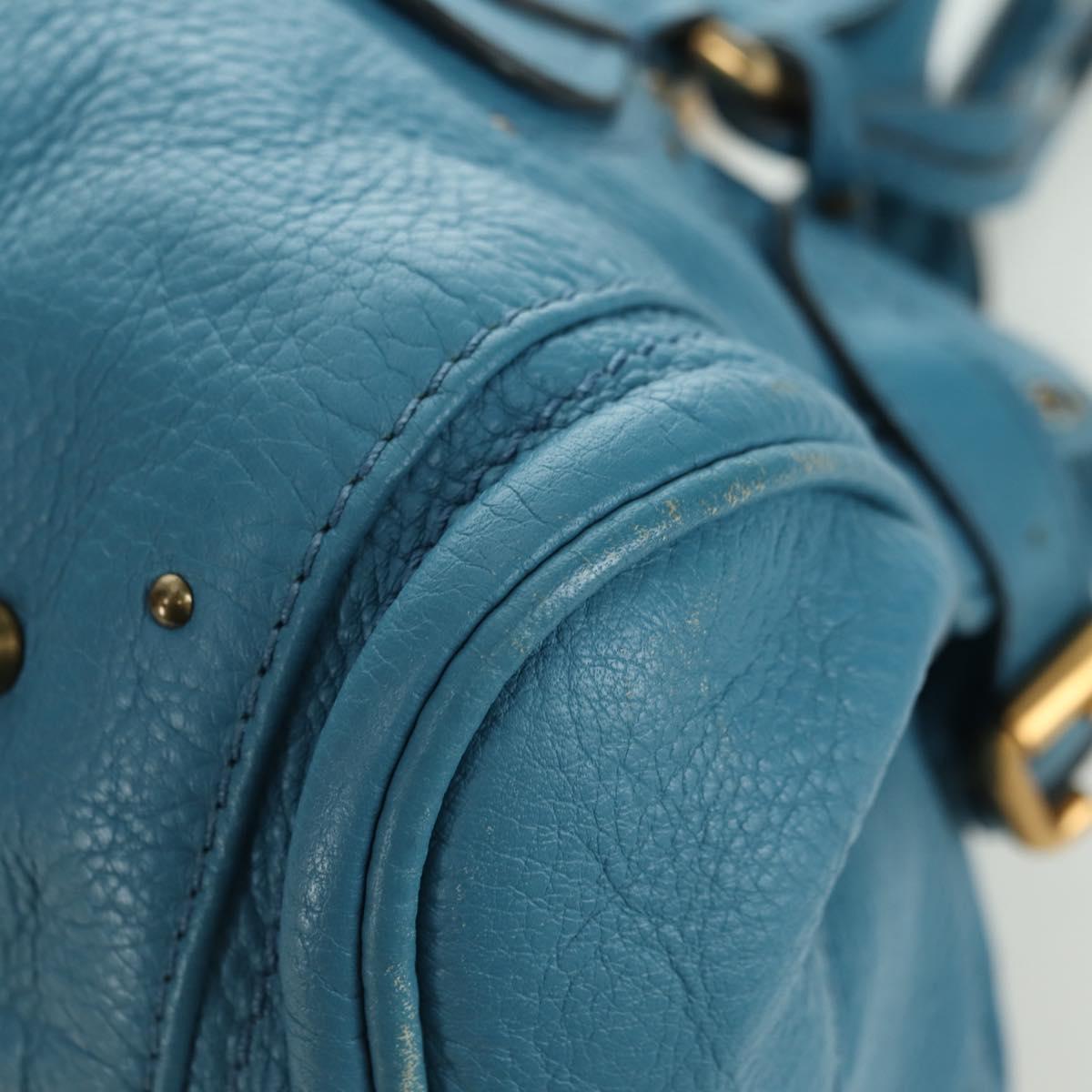 Chloe Paddington Hand Bag Leather Blue Gold Silver Auth YKZ1547SAM
