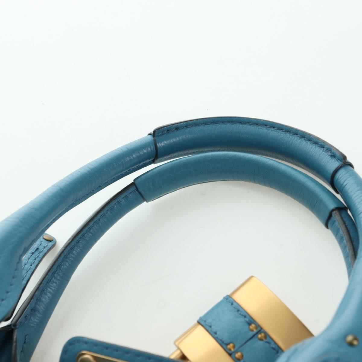 Chloe Paddington Hand Bag Leather Blue Gold Silver Auth YKZ1547SAM