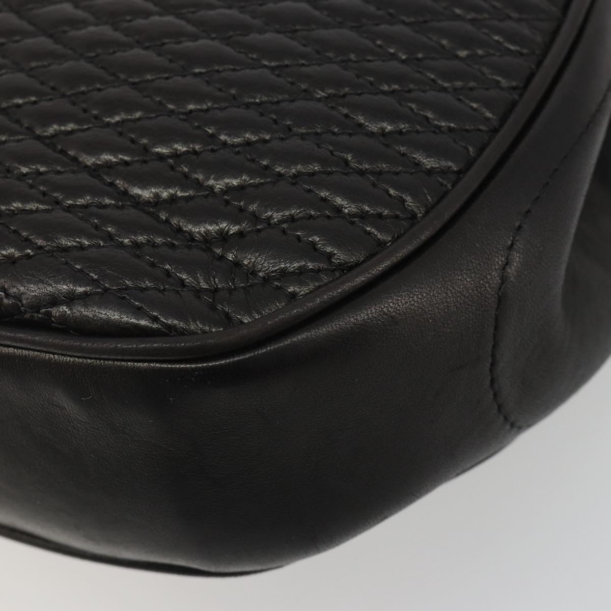BALLY Chain Shoulder Bag Leather Black Gold Auth YKZ154A