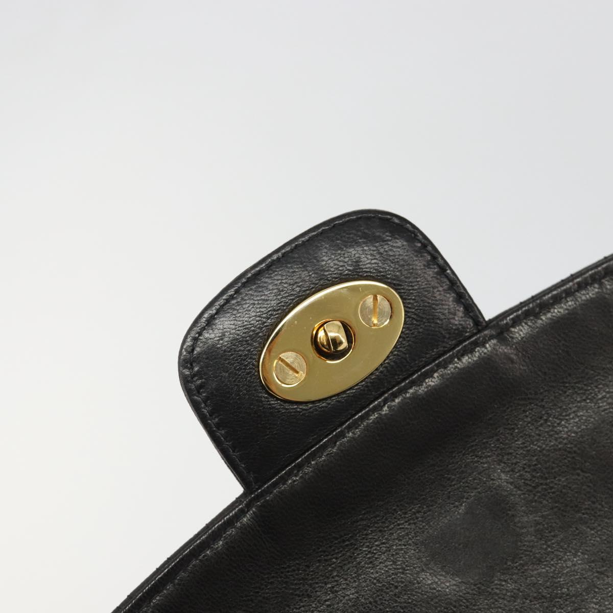 BALLY Chain Shoulder Bag Leather Black Gold Auth YKZ154A